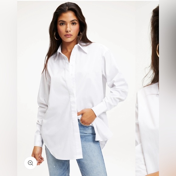 Good American Tops - Good American White Button Down Unisex Shirt NWT large